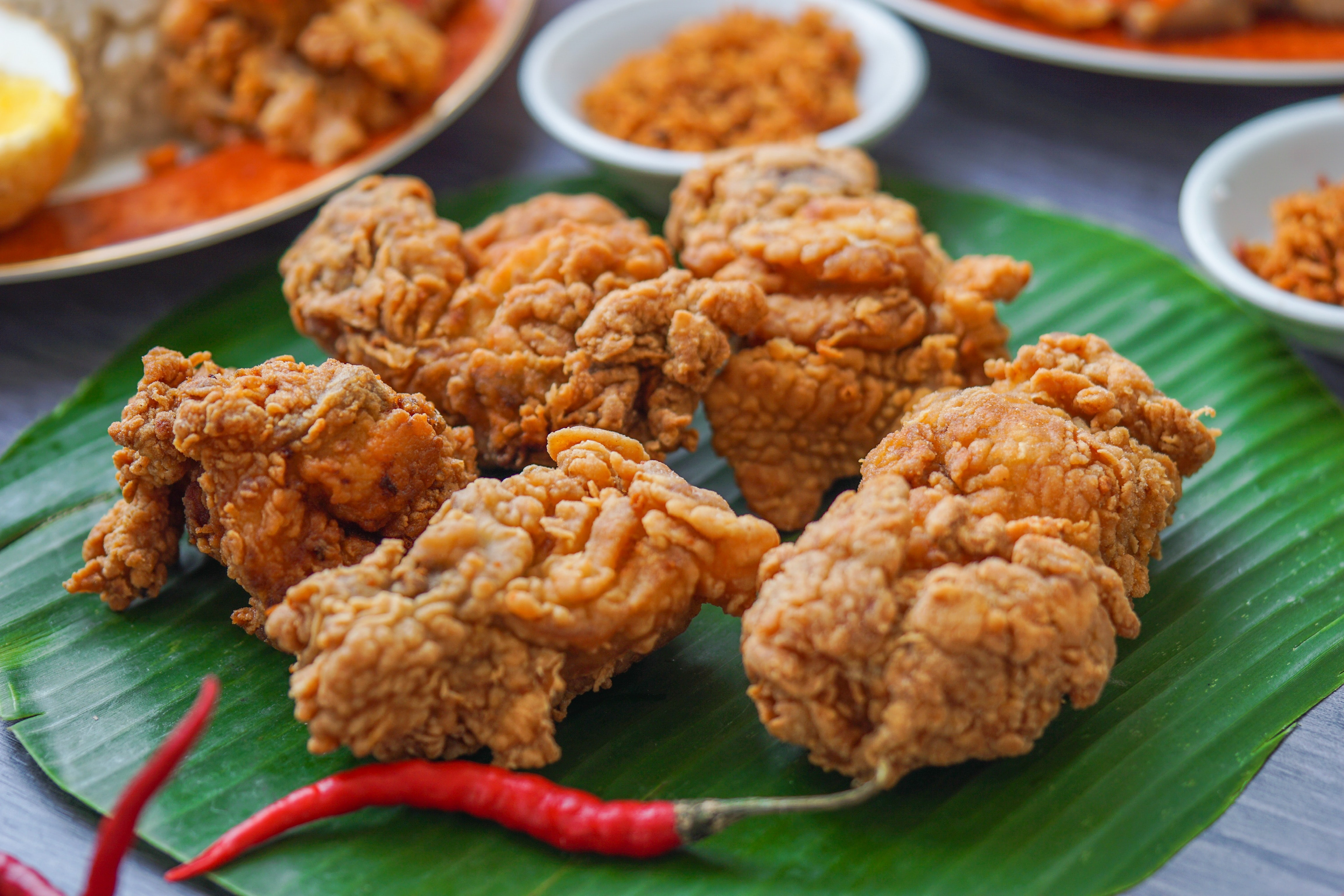 KFC bites and the herbs and spices to cook with to recreate the recipe